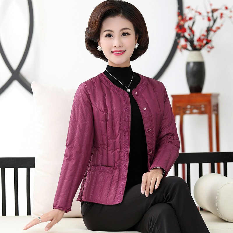 恒源祥羽绒内胆女2018冬季90白鸭绒圆领羽绒服短款妈妈装保暖外套 175/96A 26深红