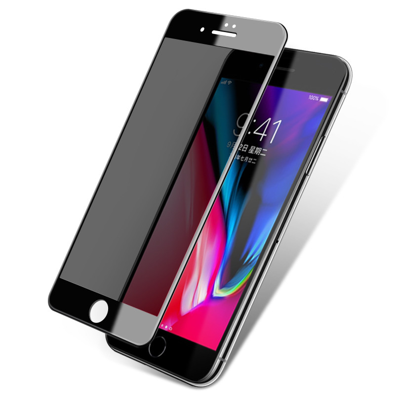 轻万iphone6s手机贴膜白色丝印全屏手机保护膜防摔玻璃膜苹果6防窥膜