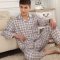 唯景WEIJING睡衣男春秋季纯棉质男士加大码长袖男式开衫套装家居服秋薄款夏季 XXL（建议身高165-172 酒红色_844#红色