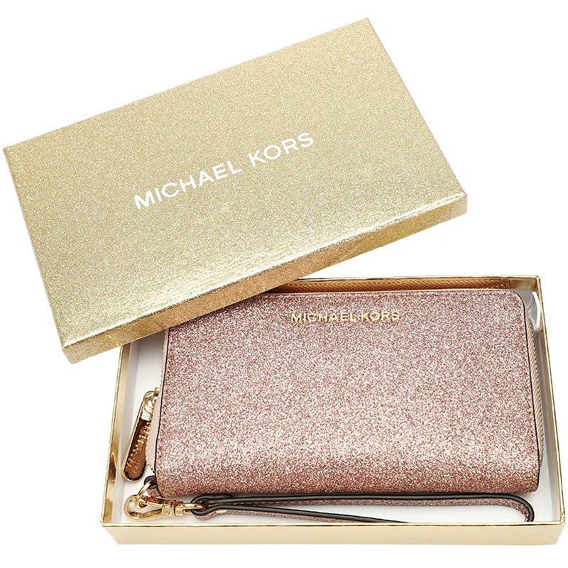 MICHAEL KORS 迈克·科尔斯 MK女包 GIFTABLES系列皮质钱包手包 粉色