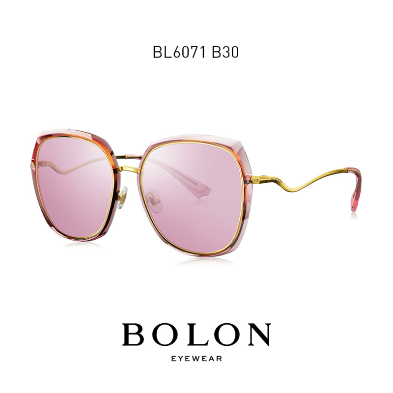 BOLON暴龙蝶形偏光TR金属太阳镜女墨镜潮流时尚眼镜BL6071 B30