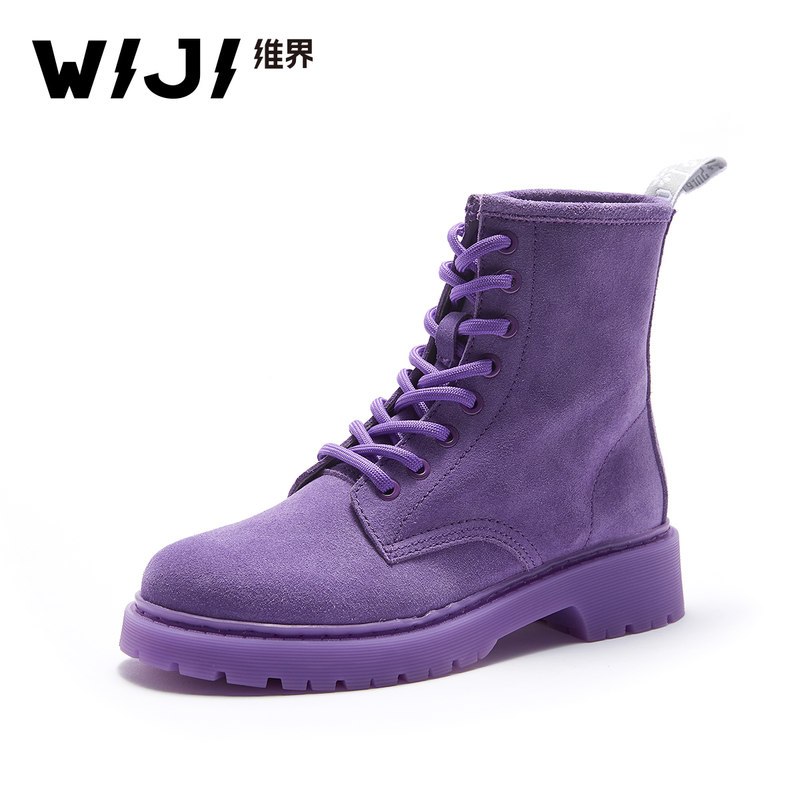 WIJI冬季新款时尚休闲马丁靴个性纯色青春潮流透气舒适气质魅力女_1 紫色 35