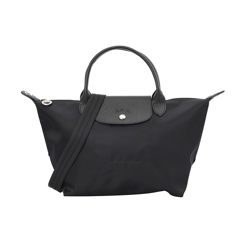 Longchamp/珑骧女士尼龙手提包 短柄厚款黑色尼龙手拎单肩包1512578001 黑色