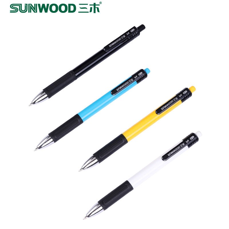 三木(SUNWOOD)P4圆珠笔36只原子笔按动式蓝色红色油笔签字批发学生用办公文具商务多色