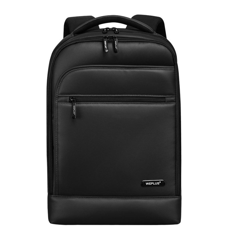 WEPLUS双肩包 日韩商务简约背包男电脑包15.6英寸笔记本书包 黑色