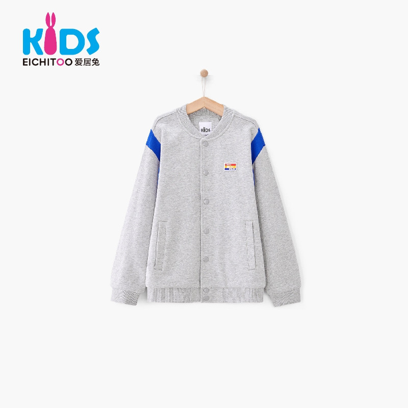 EICHITOOKIDS爱居兔童装2019春季男大童棒球针织外套 中灰镶拼06 150/72
