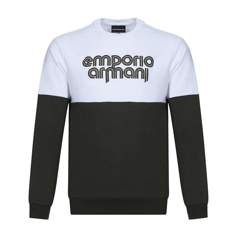 EMPORIO ARMANI EA 阿玛尼 春秋 男士混纺长袖卫衣套头衫 3Z1M79 1J35Z XXL 0544-白绿拼色