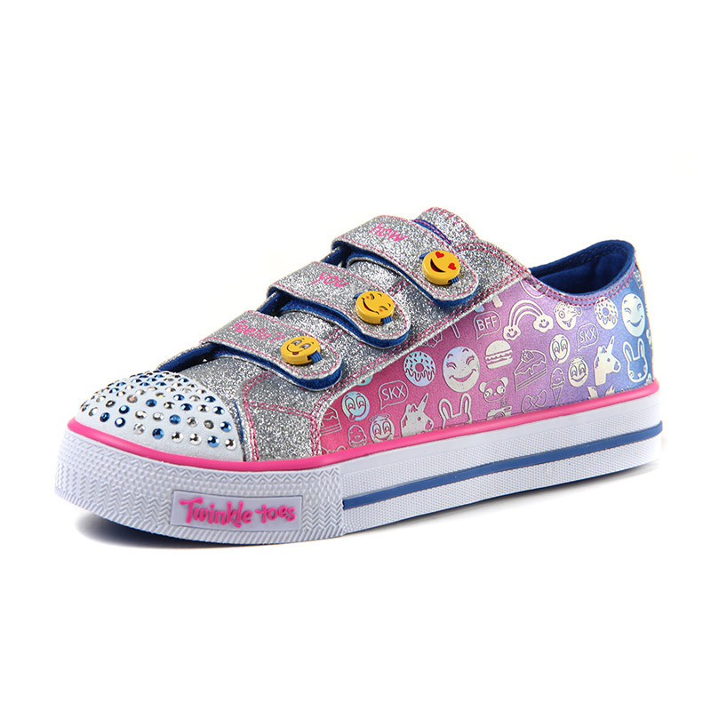 【自营】Skechers斯凯奇女小童休闲鞋新款荧光粉色闪灯低帮运动鞋10704L 10704L/BLNP蓝色+荧光粉红色 28.5码/适合脚长175mm