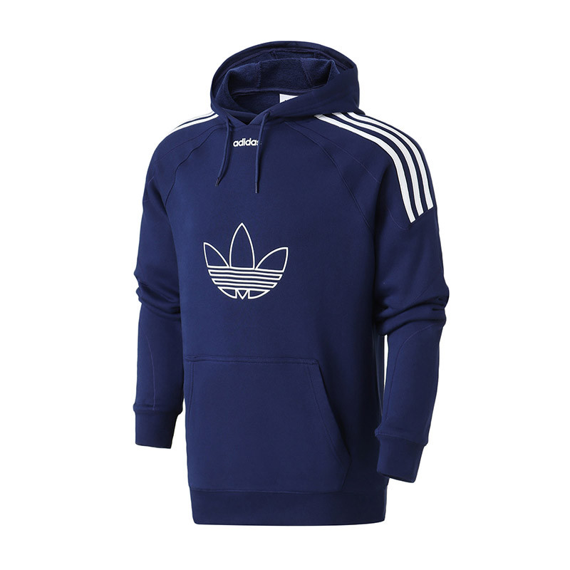 adidas阿迪达斯三叶草男装运动服休闲logo款连帽卫衣 DU8206 XL DU8206深蓝色