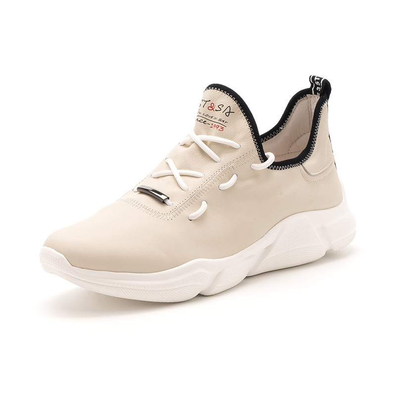 ST&SAT/星期六男鞋牛皮革系带圆头平底时尚休闲鞋SS91123930 杏色 43码