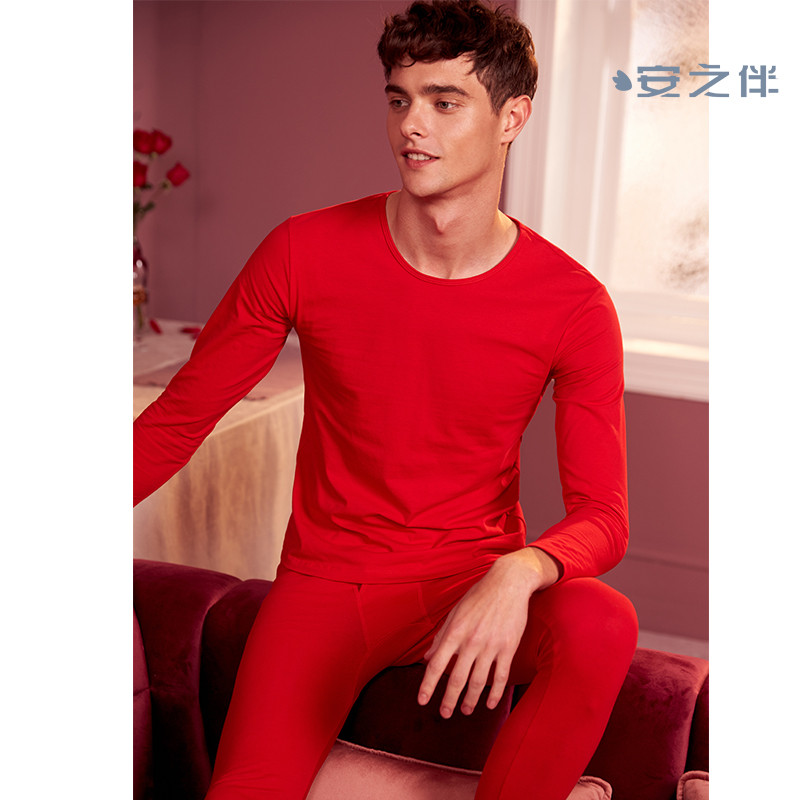 安之伴家居服套装83K7451-83K7351 L 大红男款