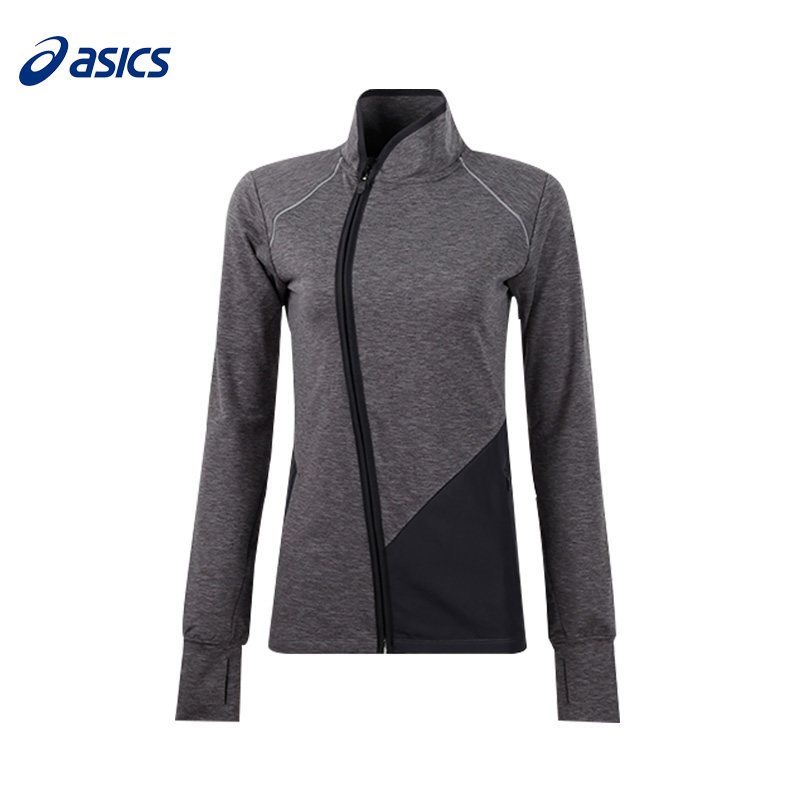 ASICS亚瑟士运动保暖夹克时尚立领外套跑步服健身瑜伽151328 L 杂深灰色