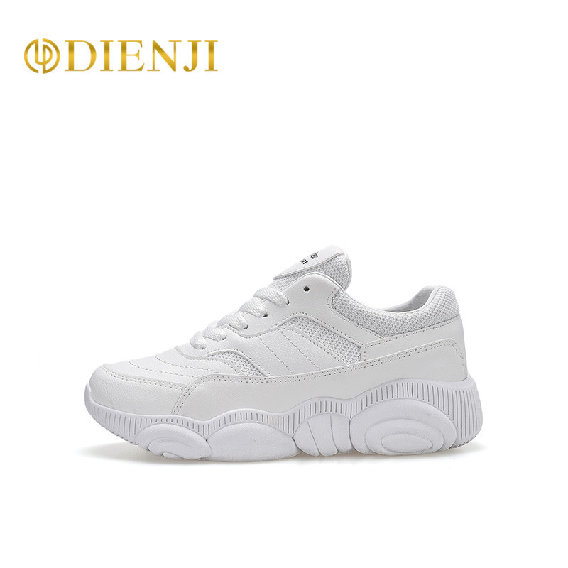 狄恩纪2019春季韩版老爹鞋女时尚休闲潮鞋女 白色 38码