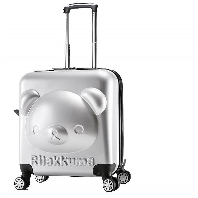 小熊拉杆箱万向轮儿童行李箱卡通立体熊礼品箱 银灰色 20寸