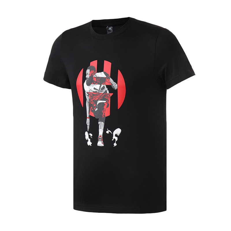 adidas男服短袖T恤新款哈登漫画篮球休闲运动服DU6292 S DQ0923黑色