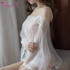霏慕Fee et moi性感情趣内衣女士内裤透明丁字T裤情趣内衣吊袜带丝袜套装女式情趣丝袜 白【长筒丝袜】7241