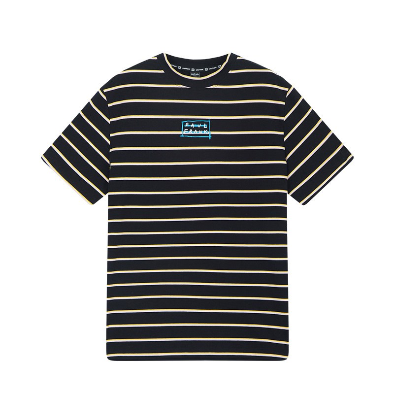 PaulFrank/大嘴猴短袖T恤男2019夏季新款宽松条纹半袖打底衫男Z XXL 黑色