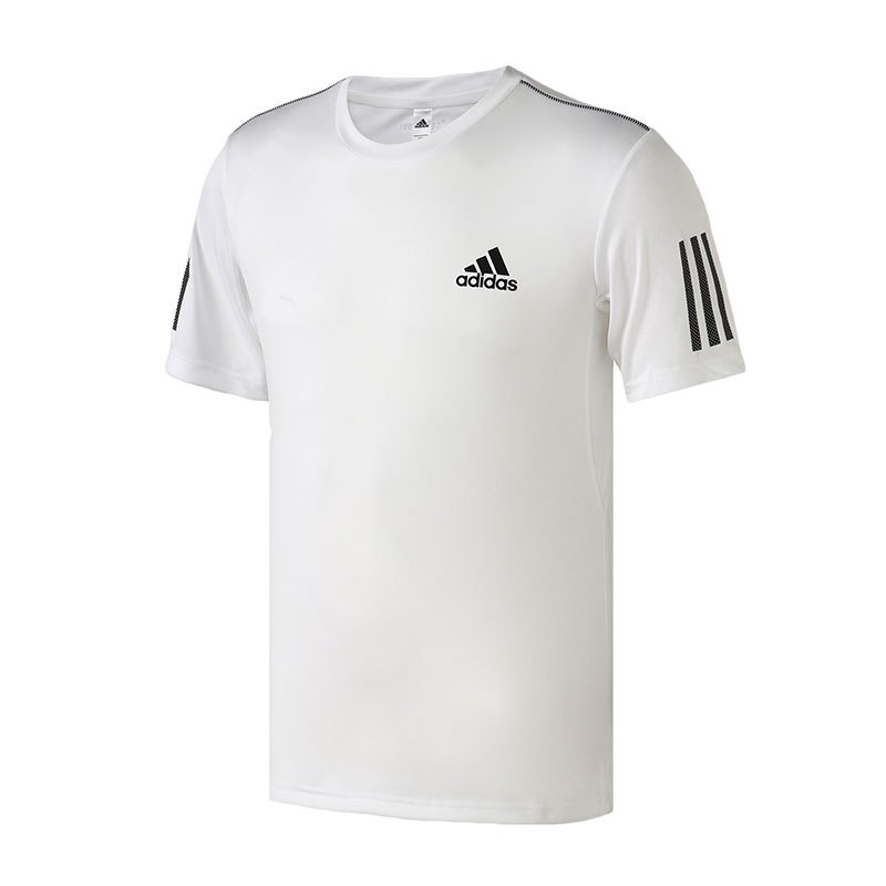 adidas男服短袖T恤网球climacool跑步健身运动服DP2875 L 白色+黑色