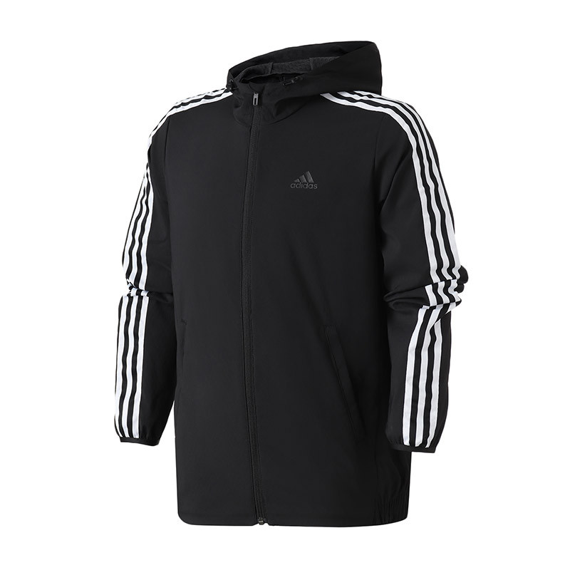 【自营】adidas男服外套夹克防风连帽休闲运动服DW4600 S DW4600黑色