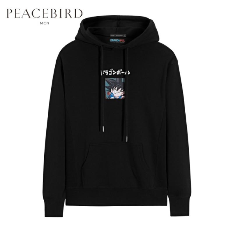 peacebird龙珠IP款太平鸟男装春新款男士外套悟空连帽印花卫衣潮_1 XXXL 默认颜色