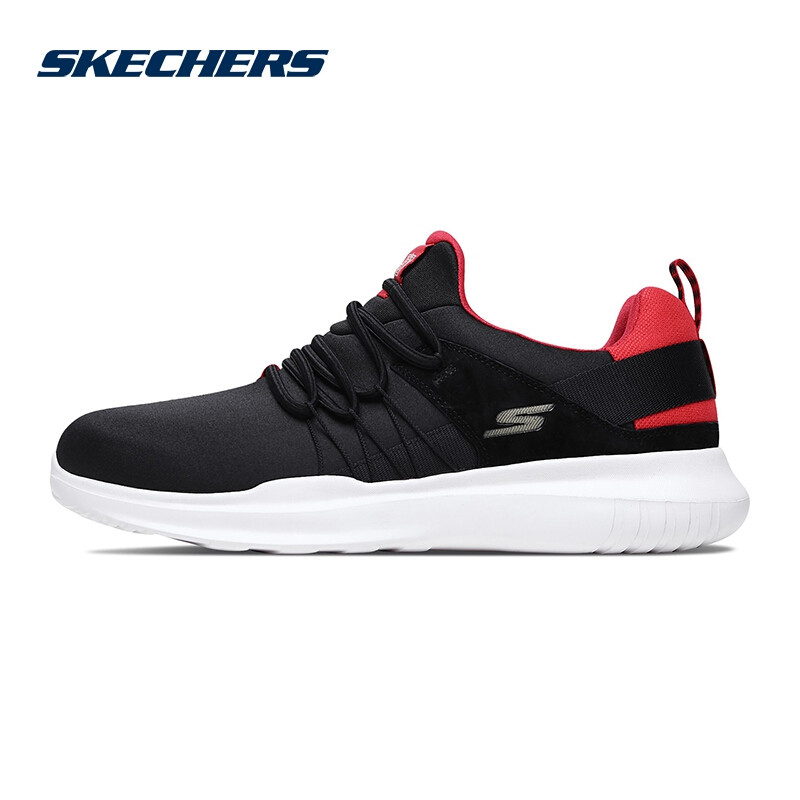 Skechers斯凯奇男女情侣款猪年特别款时尚休闲鞋55120 黑色/红色/BKRD 44.5