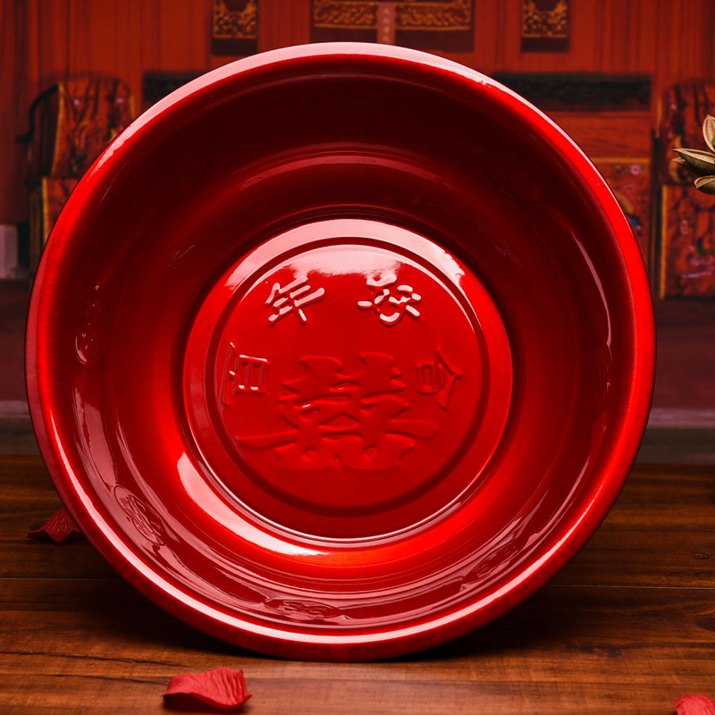 脸盆 洗脸盆 喜庆搪瓷盆 洗脚洗衣盆 喜庆用品 红色结婚脸盆 新娘婚庆