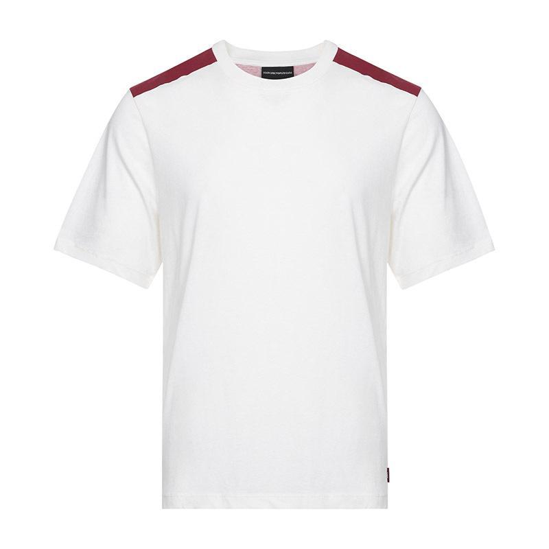 EMPORIO ARMANI EA 阿玛尼 男士棉质圆领短袖T恤衫 3Z1T68 1JPZZ F136-白色红色拼色 XS