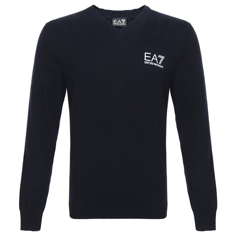 EMPORIO ARMANI EA7 阿玛尼 男士棉质V领针织衫 3XPM10 PM02Z L 0926-深蓝色
