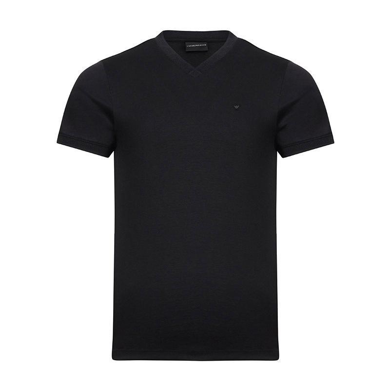 EMPORIO ARMANI EA 阿玛尼 男士棉质V领短袖T恤衫 3Z1T61 1JSTZ 0999-黑色 S