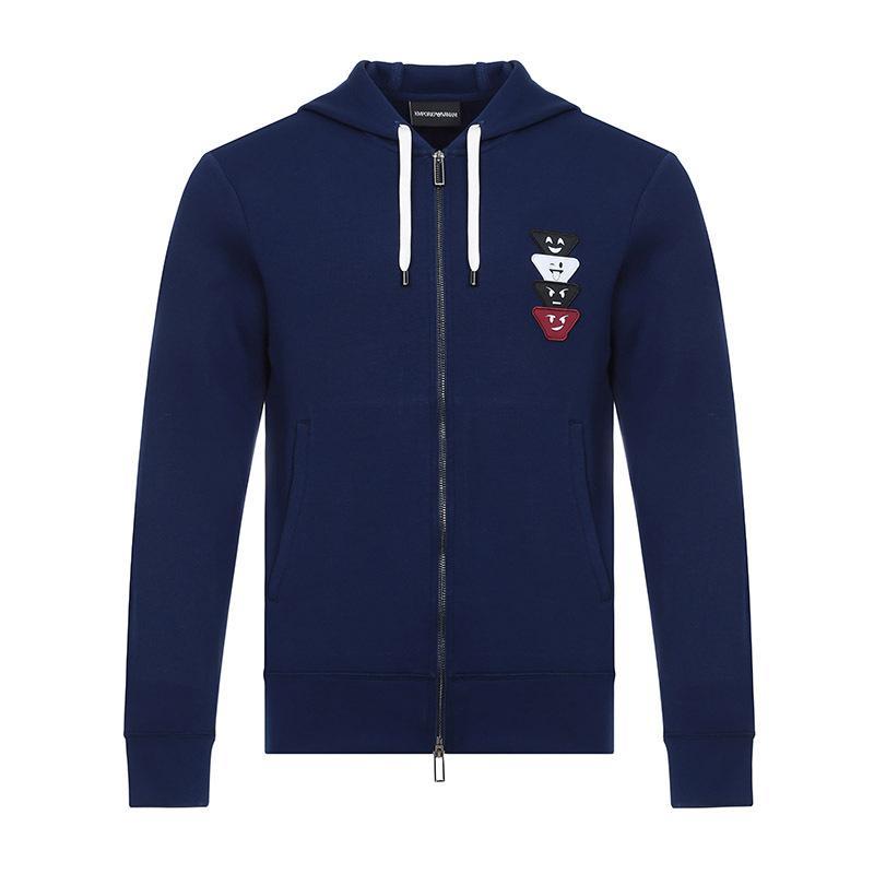 EMPORIO ARMANI 阿玛尼 男士Fancy系列混纺连帽上衣 6Z1BS3 1JTYZ 0934-瓷蓝色表情符号图案 S
