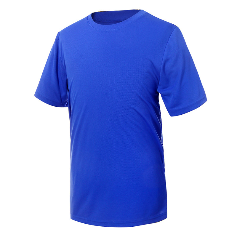 苏宁俱乐部夏季男士训练速干运动透气跑步短袖圆领T恤 蓝色 M