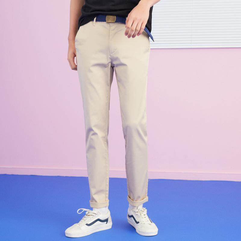 美特斯邦威休闲长裤男春秋季男士韩版潮流休闲港风修身学生工装裤602044_1 165/72A 浅栗棕-1