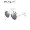 帕森(PARZIN) 太阳镜女士 金属圆框镂空眼镜 炫彩尼龙镜片潮墨镜驾驶镜8212 金框透灰片