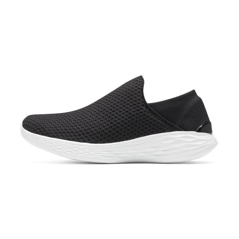 SKECHERS斯凯奇YOU系列女士轻质一脚蹬健步鞋14951/BKW 黑色/白色/BKW 36