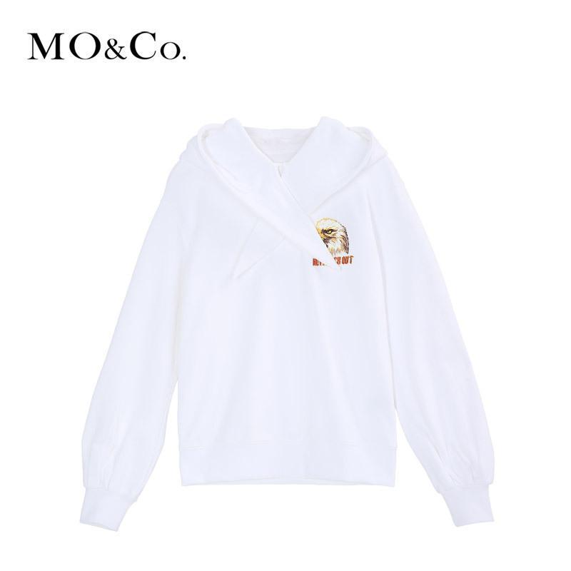 MOCO秋季慵懒风连帽卫衣女2018新款加厚宽松摩安珂 L/170 本白色