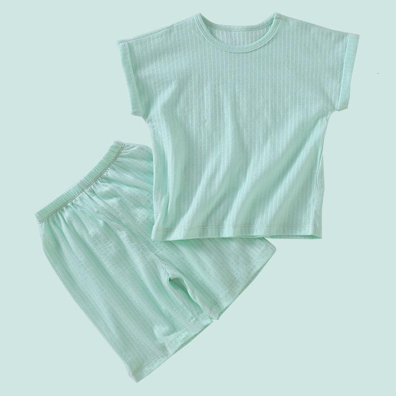 【苏宁自营】宝宝夏装衣服宝宝短袖套装男女童短袖T恤短裤套装2019新款夏薄款 绿色 120cm