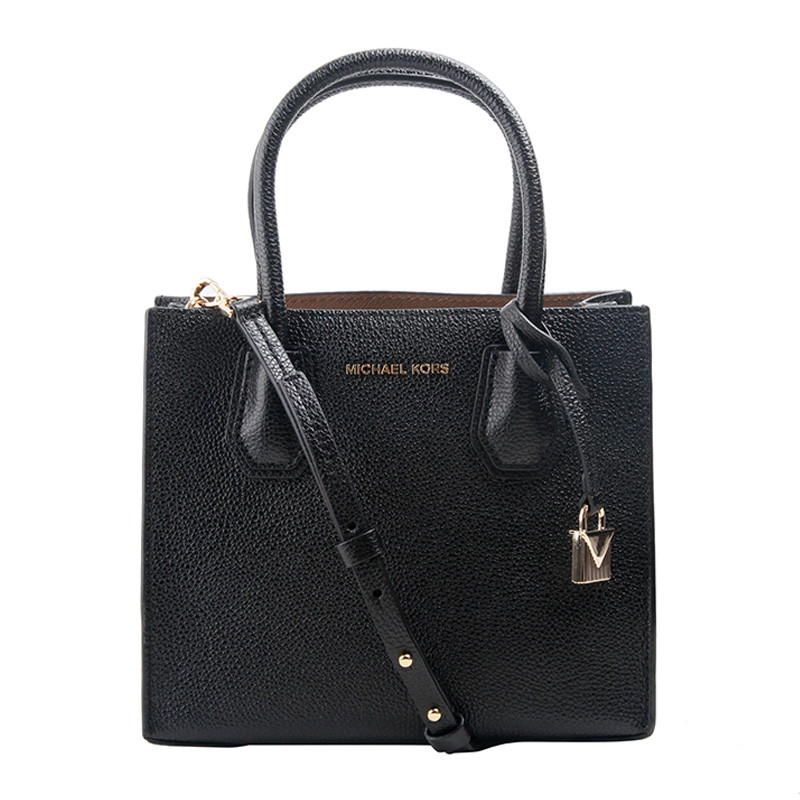 MICHAEL KORS 迈克·科尔斯 杨幂同款 Mercer女士敞口荔枝纹牛皮单肩斜挎手提包小号 30F6GM9M2L 黑色001