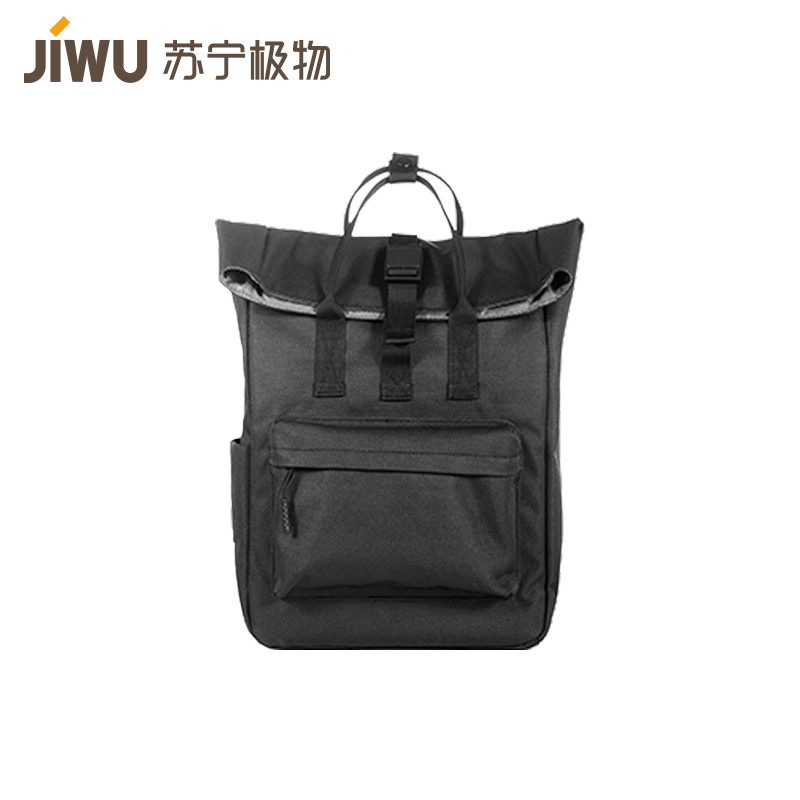 百搭休闲折口双肩包 黑色