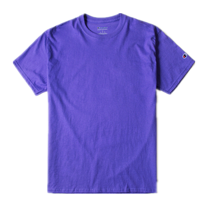 Champion 冠军美版男女明星同款袖口logo短袖T恤休闲情侣装 紫色 T425-6 M 紫色