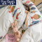 皮尔卡丹(Pierre Cardin)家纺 ins可爱卡通锦鲤床上四件套斜纹全棉纯棉床单被套儿童学生宿舍三件套 富士山的猫 适合1.2床被套160*210cm