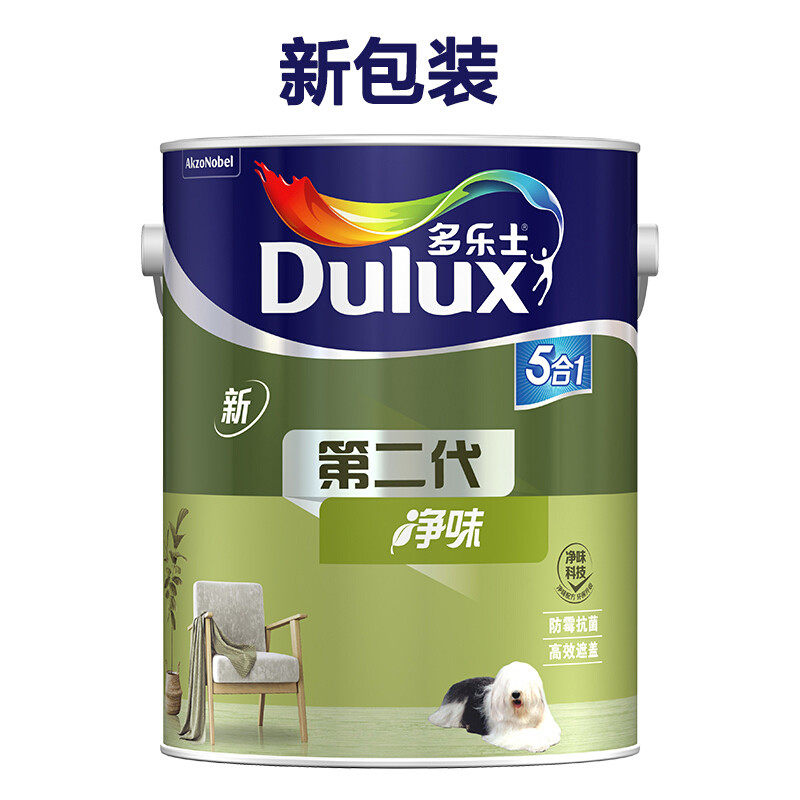 多乐士(Dulux)金装第二代五合一净味内墙乳胶漆 油漆涂料 墙面漆A8151 5L 哑光白色