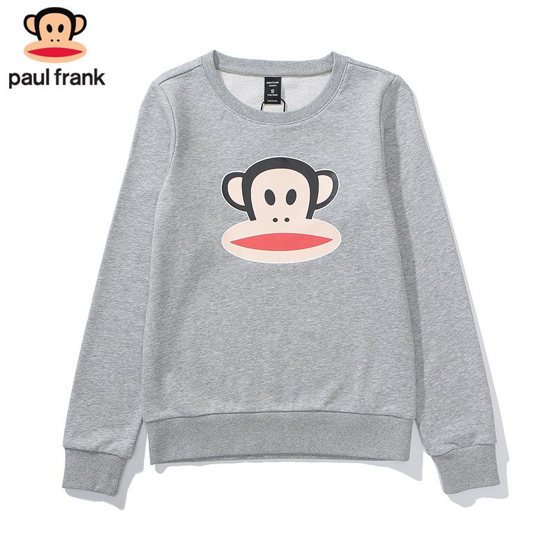 PaulFrank/大嘴猴春秋时尚卫衣女休闲运动圆领长袖套头衫上衣潮 L 麻灰色