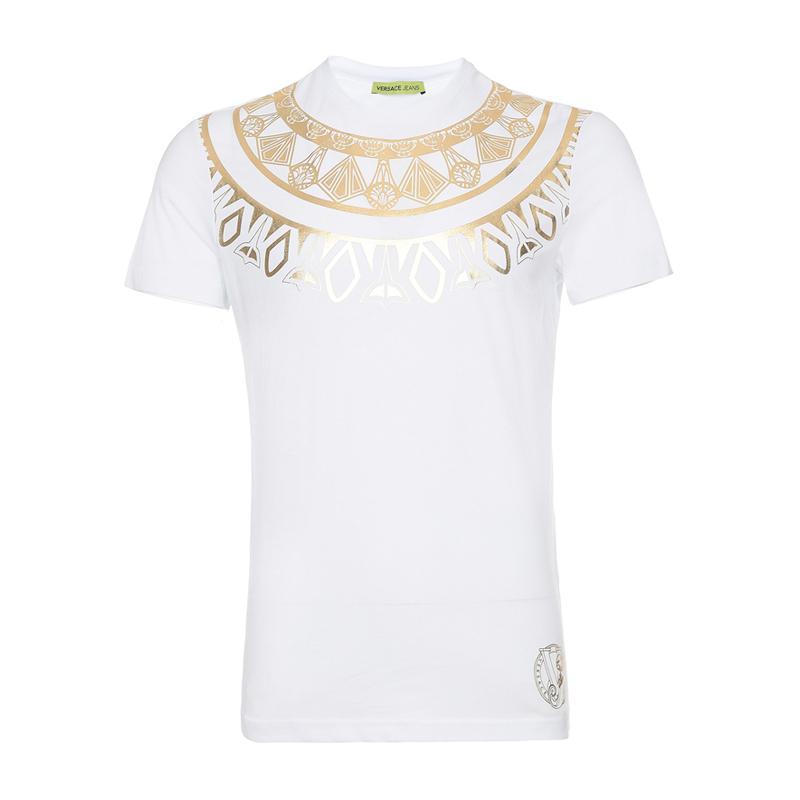 Versace Jeans 范思哲 男士棉质圆领短袖T恤衫 B3GPB714 36590 003-白底印花图案 L
