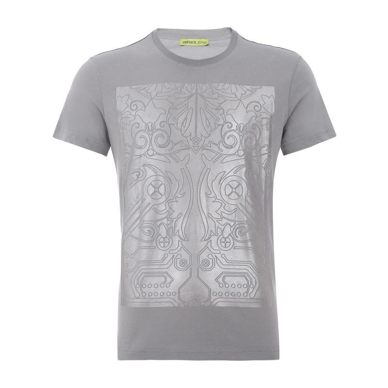 Versace Jeans 范思哲 男士棉质套头短袖T恤衫 B3GPA794 36590 829-灰底银色 L