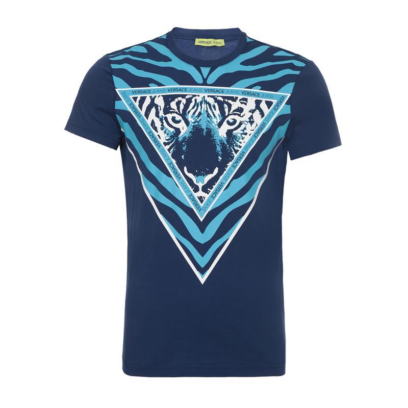 Versace Jeans 男士棉质圆领短袖T恤衫 B3GPB704 36590 204-深蓝色 M