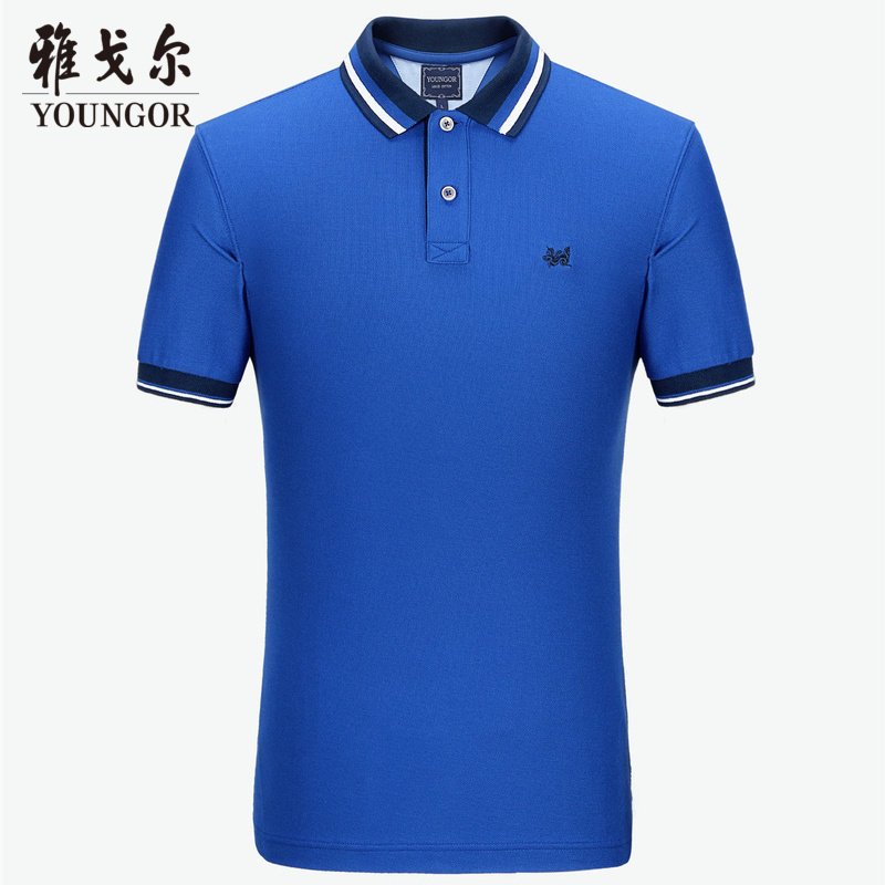 Youngor/雅戈尔夏季男士短袖T恤商务休闲水柔棉Polo衫男装A581_1 L 蓝色