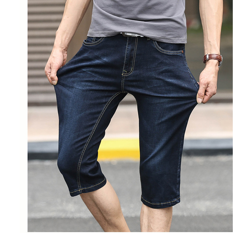 2017男士直筒修身牛仔短裤夏季薄款五分裤-1 38(2尺9) 【七分】1008黑色