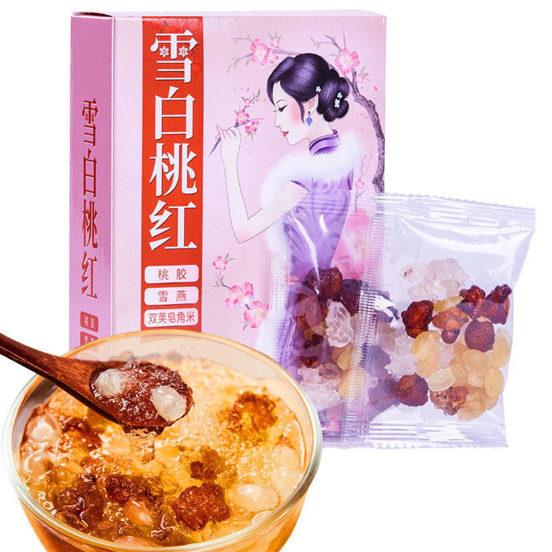 敏昂 雪白桃红桃胶雪燕皂角米450克