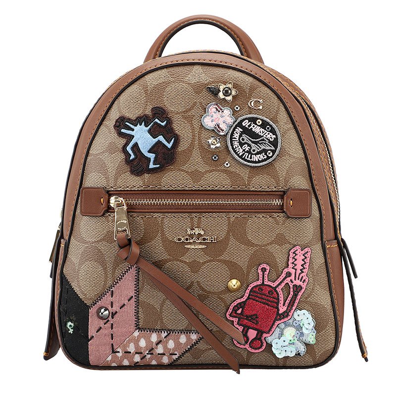 COACH 蔻驰 欧美时尚PVC拉链双肩包单肩两用包