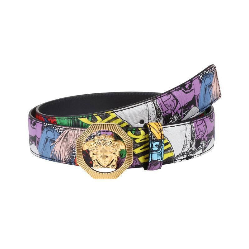 VERSACE 范思哲 男款皮革皮带腰带 DCU6715 DVSAM DMCHS-黑色印花 100